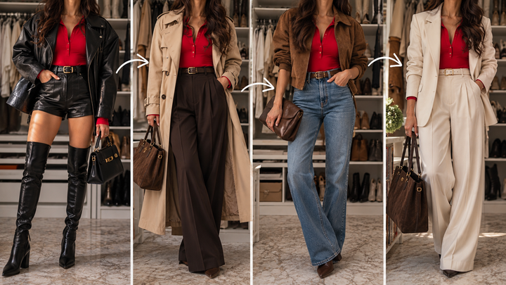 4 outfity, 1 top - vizualizácia